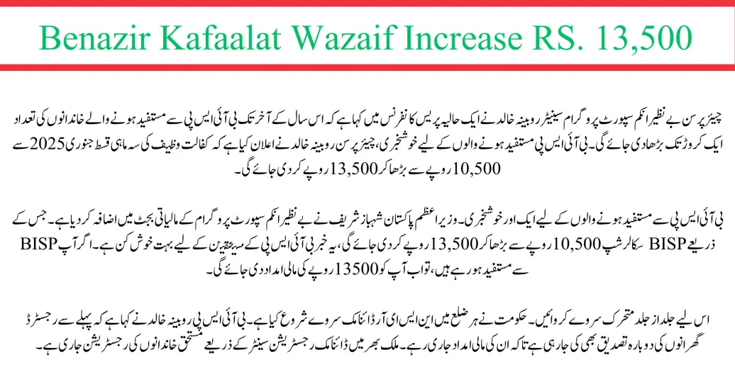 Senator Rubina Khalid Announces Increase in Benazir Kafaalat Stipend to Rs. 13,500 by January 2025