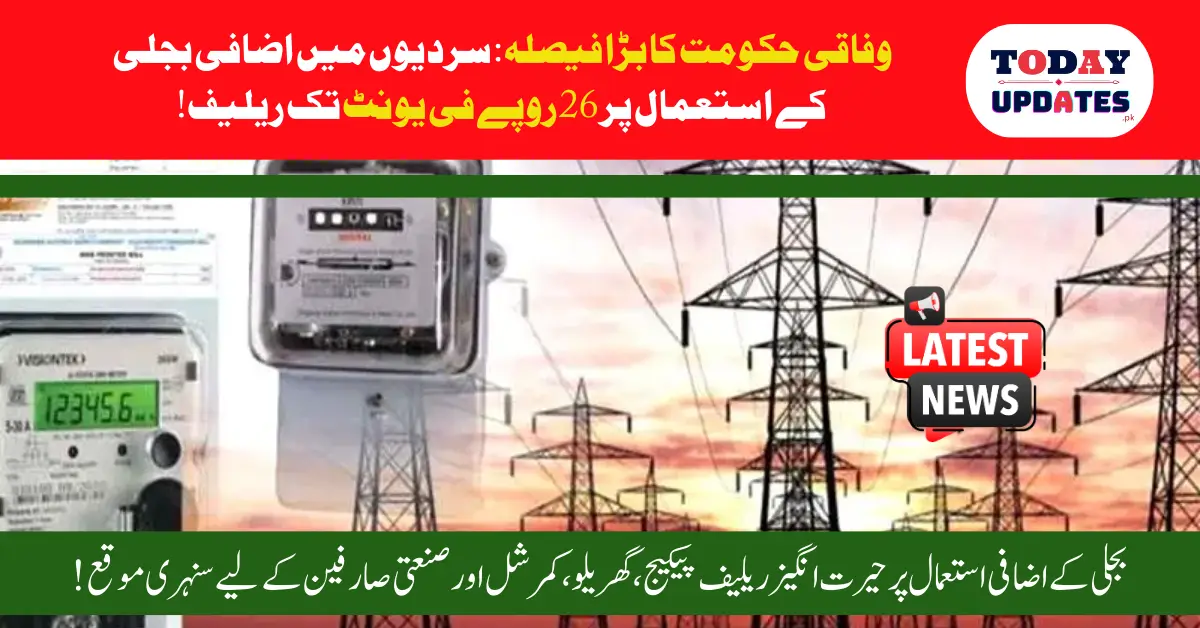 Federal Government Offers PKR 26 Per Unit Winter Relief on Extra Electricity Usage